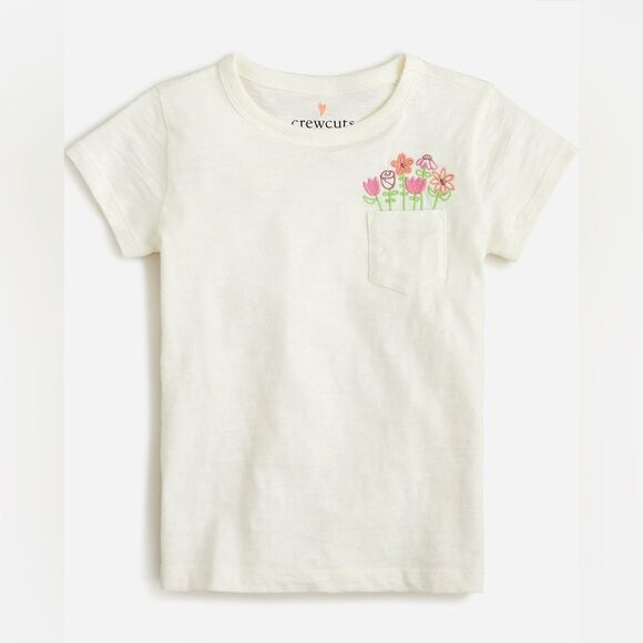 Crewcuts Girls Short Sleeve Embroidered Flower Pocket Graphic Tee. XL. NWOT. - Picture 1 of 2